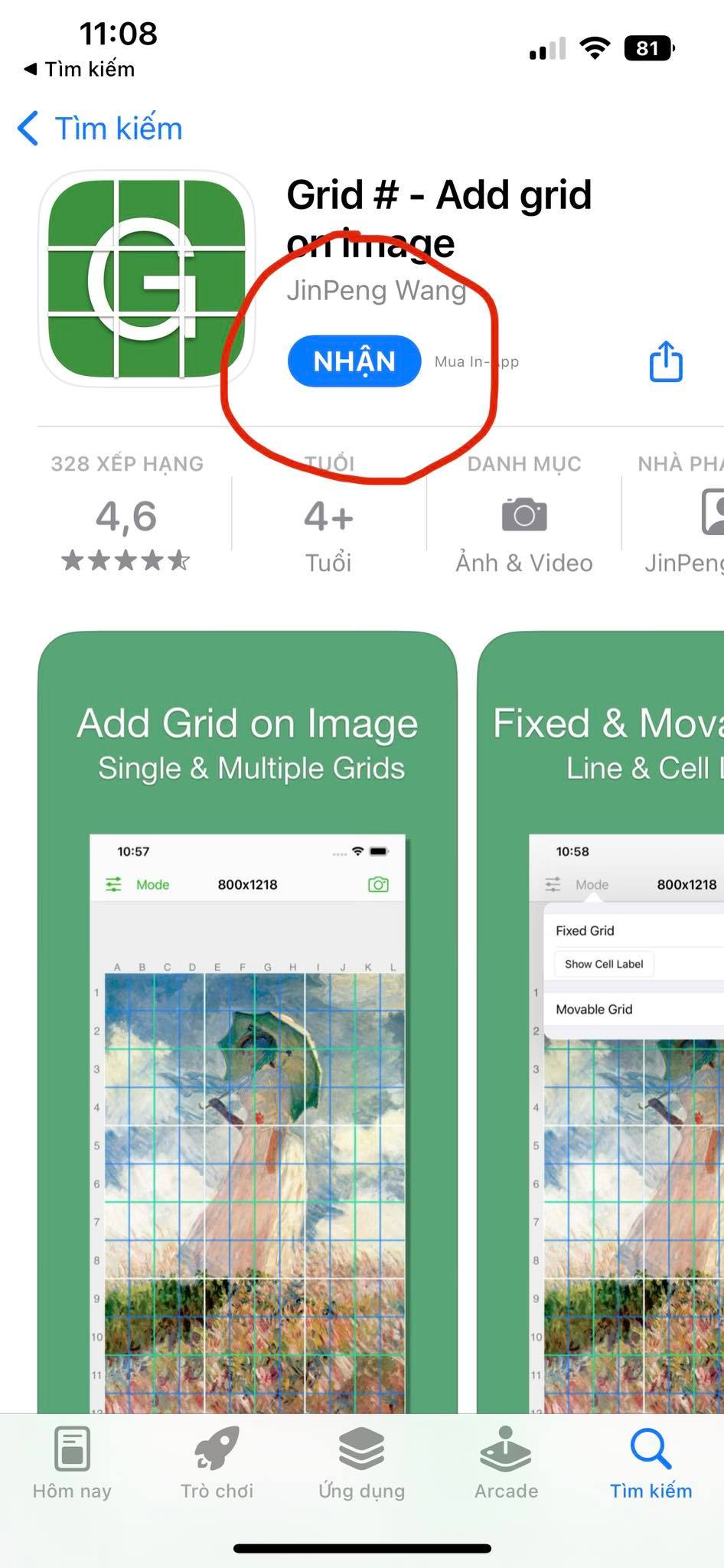 Cách tải app kẻ ô vẽ tranh trên iPhone - Bước 3